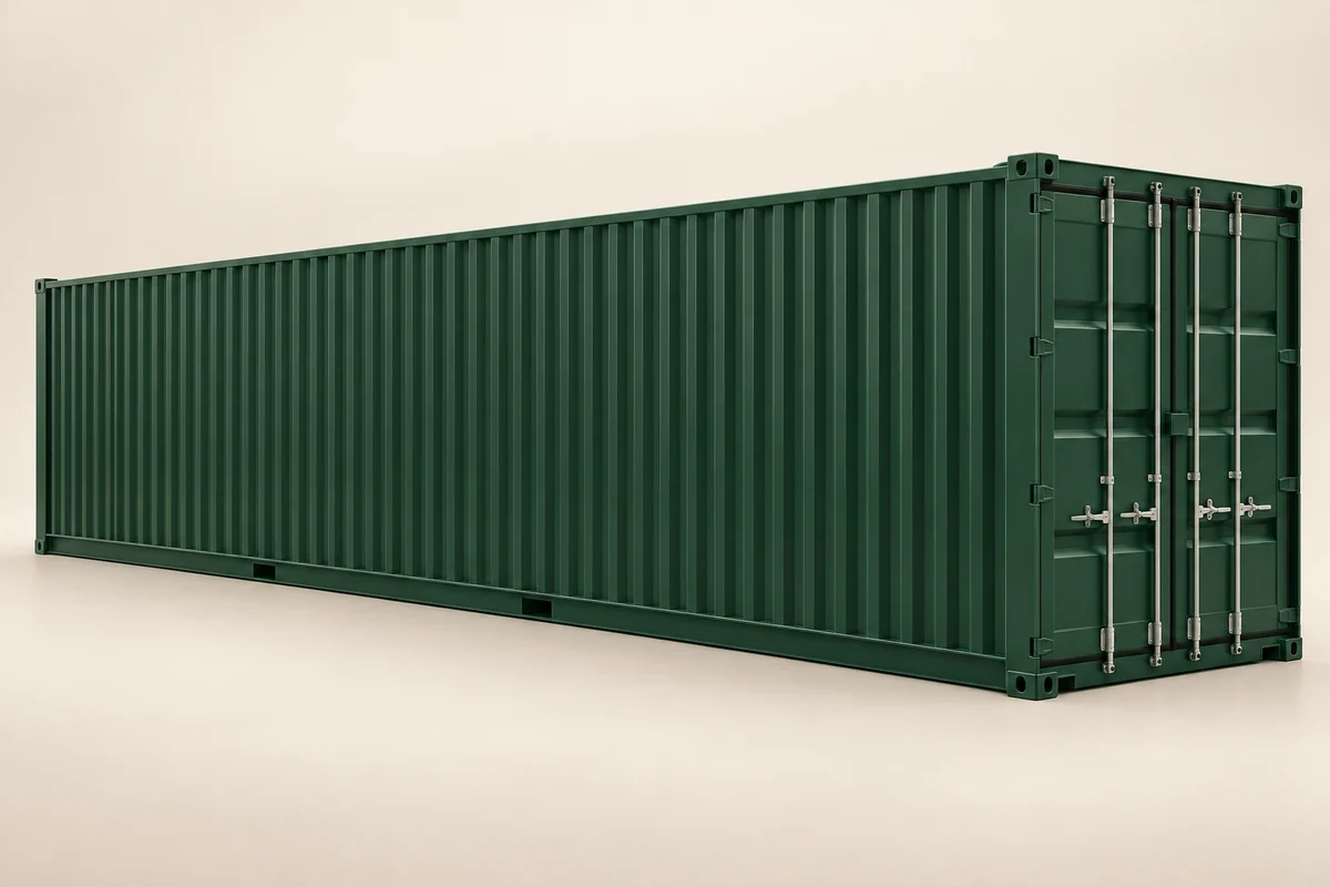 Dark green 40ft high cube container